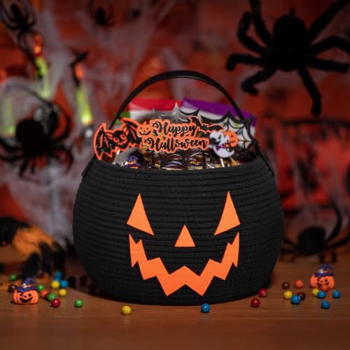 Image of Goodpick Pumpkin Basket, Boo Basket, Halloween Trick or Treat Bucket, Black