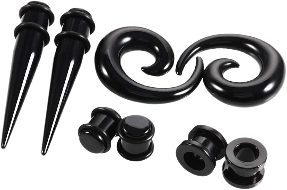 Hellery 8Pcs Ear Gauge Stretching Kit Ear Stretcher Ear Expander Tapers