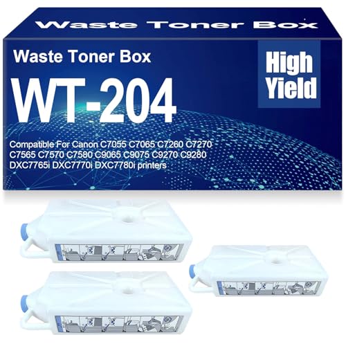 SXLXYOF Caja de tóner Residual WT-204 Compatible C7570 C7580 Contenedor Cartucho tóner Residual para Canon C7055 C7065 C7260 C7270 C7565 C7570 C7580 C9065 C9075 C9270 C9280,WT204-3PC