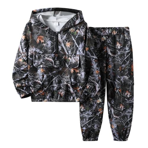 Image of Azmxynol Boys Clothes Kids Little Boy Color Block Half Zip Hoodie & Jogger Pants 2 Piece Outfit Set,4-12 Years