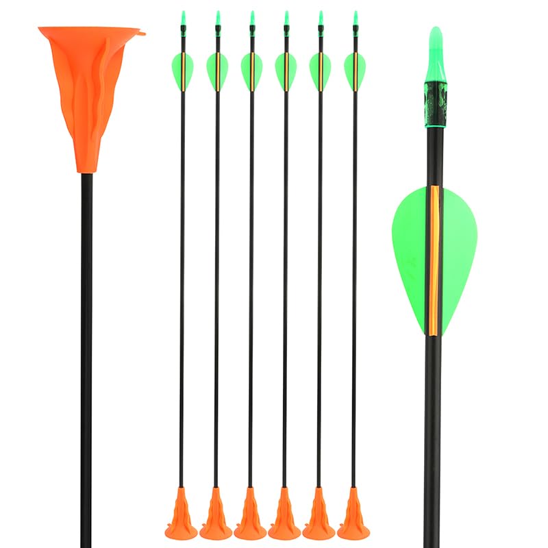 Poearcus Flecha de Tiro con Arco con Ventosa de 29 Pulgadas Flecha de práctica de Tiro con Pluma Flecha de Seguridad para Principiantes 6/12 Piezas (12)