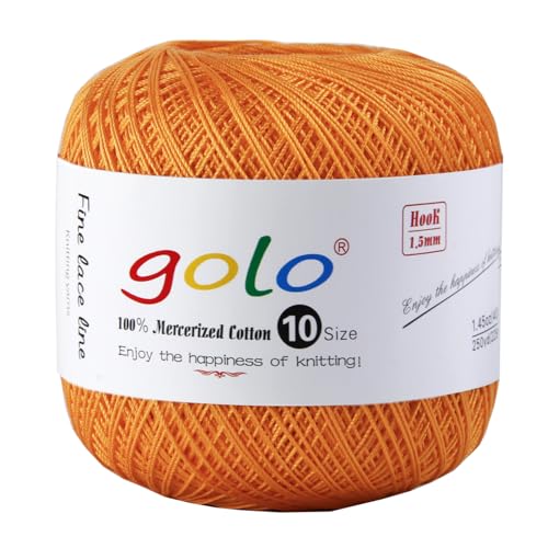 Image of golo Crochet Thread Size 10 Cotton Yarn for Tatting Lace Thread Gold Yarn 632