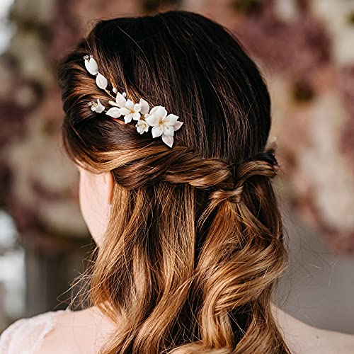 Aw Bridal Flower Hair Clip For Wedding Hair Comb Barrette Bridal Hair Pieces Wedding Hair Accessories For Women Girls (Gold) #TOP3
