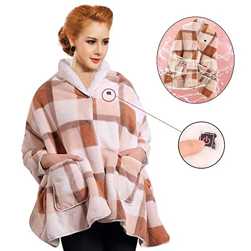 Dysel Heated Cape Blanket Cordless USB Electric Shawl Blankets Portable Heats up Quickly