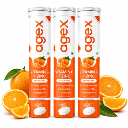 Image of Vitamin C + Zinc Effervescent Tablets | 1000mg Natural Amla Extract | Immunity Booster for Skin, Hair & Nails | Supports Collagen Production & Immune Health |Orange Flavour | Sugar-Free | (3)
