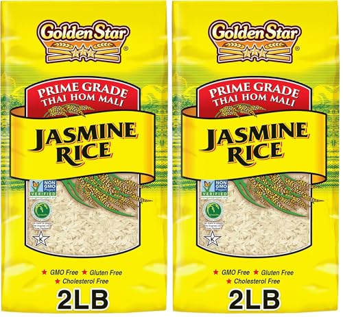 Image of Golden Star Thai Hom Mali White Jasmine Rice - Prime Grade White Rice - 2 lb Bag (Pack of 2)