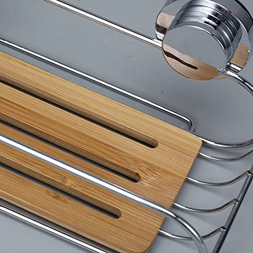 Estante de baño de bambú sin perforaciones con ventosa de drenaje 7