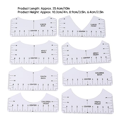 Guía de Regla de Camiseta de 8 Piezas, Herramienta de Alineación de Guía de Regla de Camiseta Plantilla de Medición de Camiseta Herramienta de Diseño de Centrado de Ropa para Adultos, Jóvenes, Niños