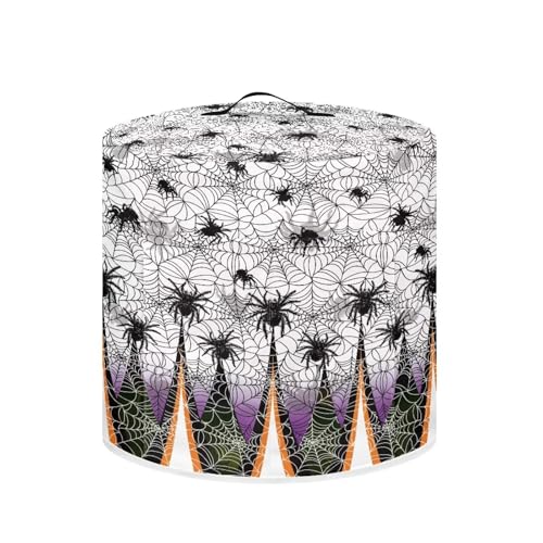 YUVAMAGIMO Cobweb Slow Cooker Cover Round Air Fryer Protective Cover with Pocket and Handle Washable Rice Cooker Dust Cover for Protecting Small Kitchen Appliances Halloween Decoration