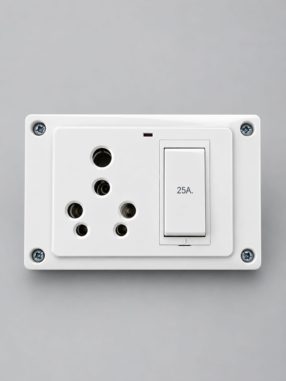 6-25 Amp Non-Modular Switch and Socket with 5 meter 2 core wire 3pin Combination with Box, Polycarbonate, White (switch box with wire)-image-4