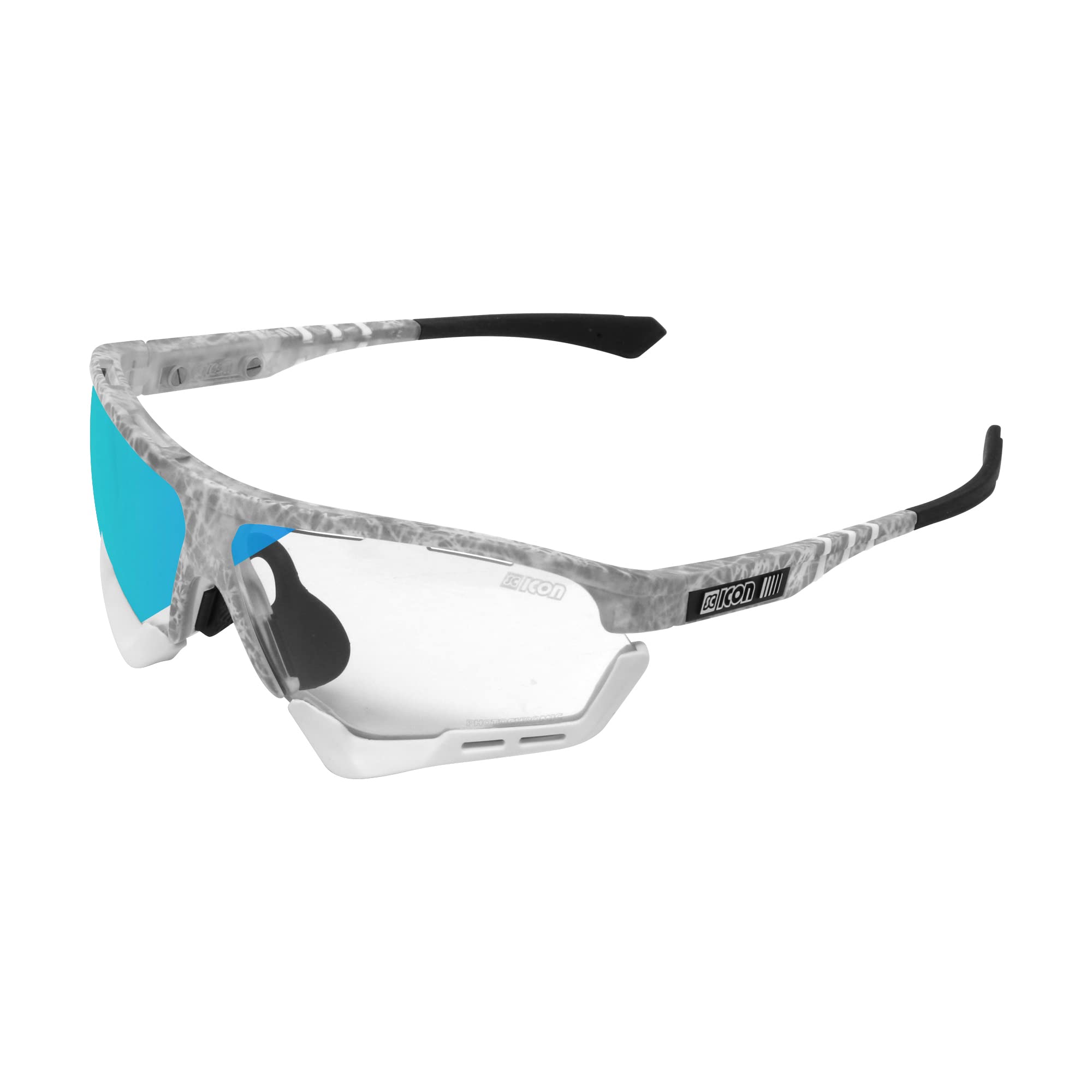 SCICON Gafas de sol deportivas unisex Aerocomfort SCN-XT fotocromáticas deportivas (blanco congelado/bronce fotocromático)