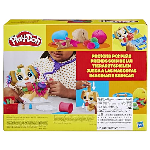 Play-Doh Coffret Le Cabinet Vétérinaire, Mallette Transportable avec Chien, 10 Outils et 5 Pots de Pâte à Modeler Atoxique, Jouet Créatif pour Enfants dès 3 Ans