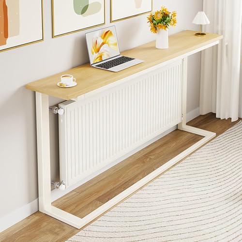 Estante para radiador, sobre mesa de radiador para sala de estar, dormitorio, oficina, diseño funcional y decorativo (beige, 160 x 15 cm)