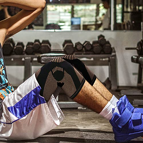 (2Pack)Copper Knee sleeve for Arthritis Pain and Support-Copper Knee Brace for Knee Pain Relief, Workout, and Sports