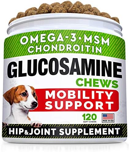 Advanced Glucosamine Joint Supplement for Dogs - Hip & Joint Pain Relief - Small + Large Breeds -Omega-3 Fish Oil - Chondroitin, MSM-…