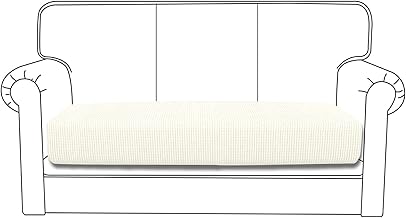 Dioxide Housse de Coussin Extensible Coussin de Jacquard Canapé Housse de Protection pour Meubles Housse de Siège de Canapé (3 Place, Blanc)