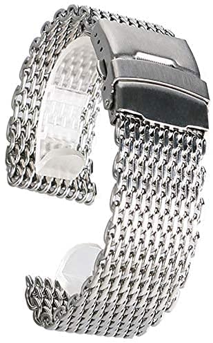 Bracelet de montre ajustable en maille argentée acier avec pompes
