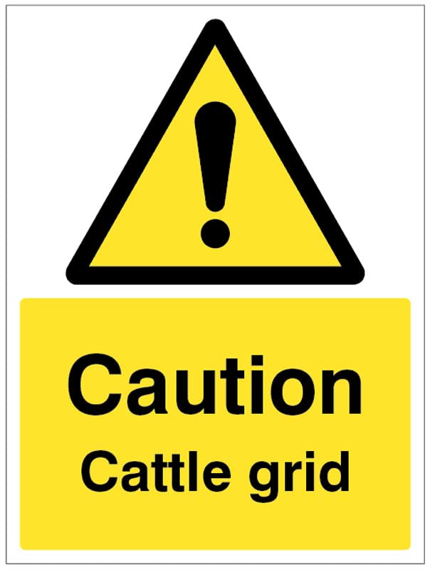 Caution Cattle grid (semi rigid pvc safety sign), ISO7010 compliant safety colours