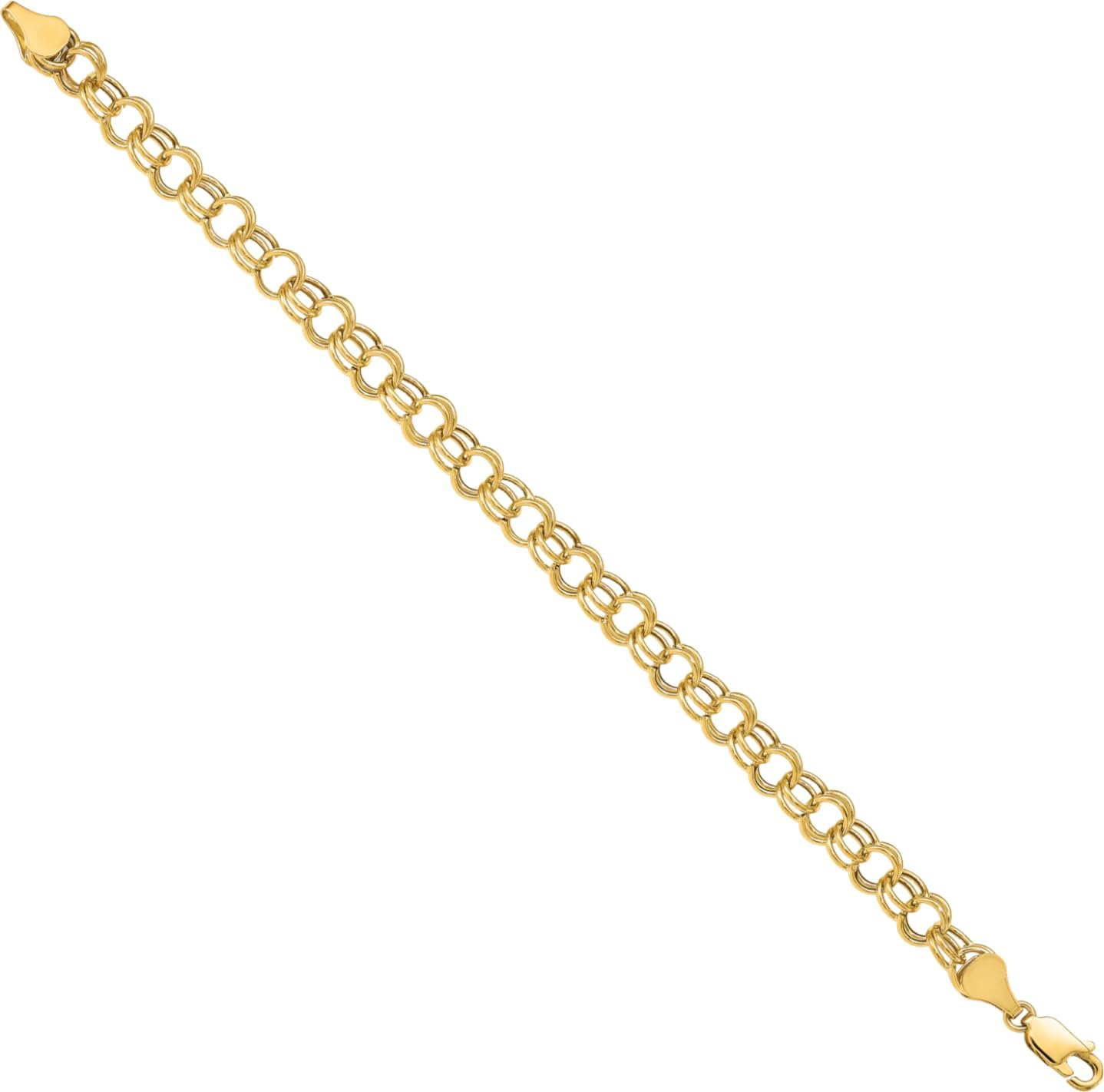 IceCarats 14K Yellow Gold 6mm Thick Byzantine Chain Charm Bracelet 8 inch, Polished For Her