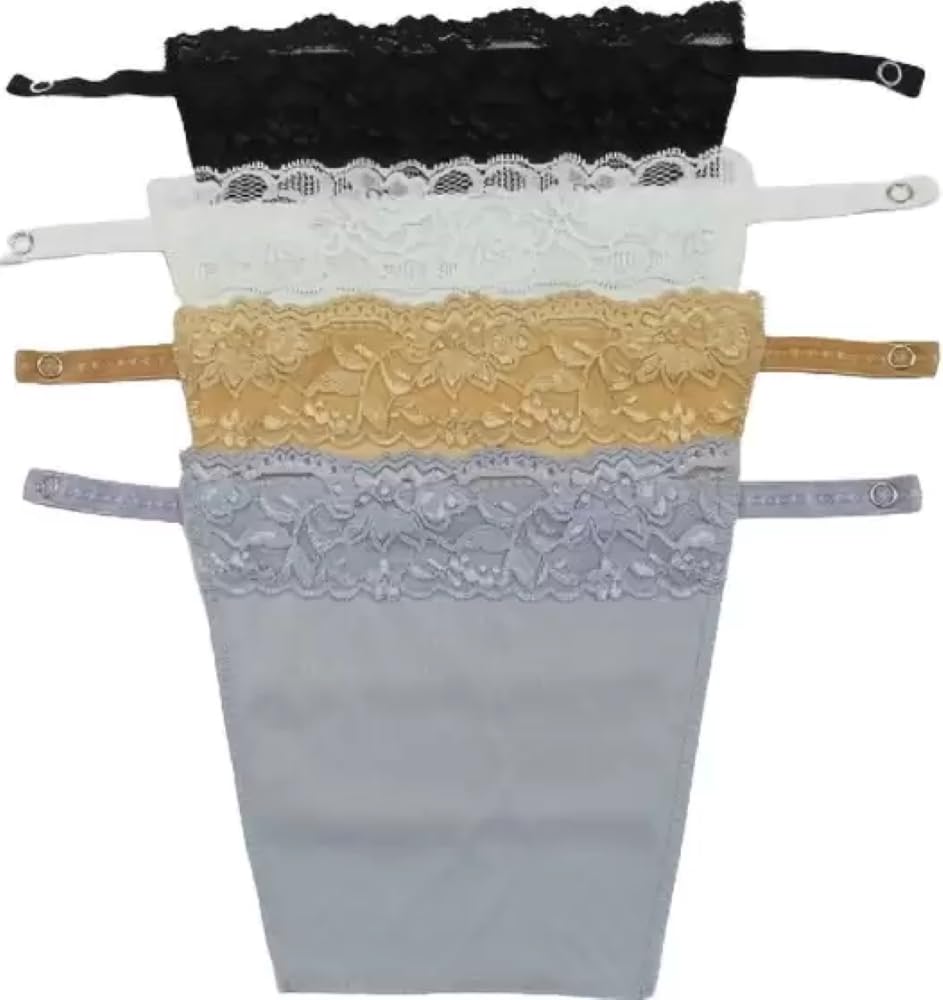finesse miracle cami Cotton Clip On Mock Camisole for Women Mock Lace | Deep Neck Cleavage Cover Up Inner Cami Secret for Women | Free Size - set of 4 - Black, Beige, White & Grey-picture-47
