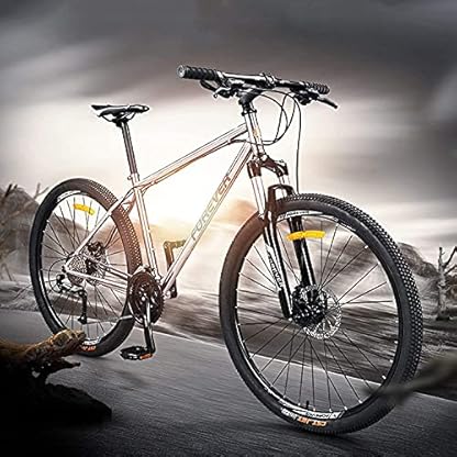 BaiHogi Profi-Rennrad, Kinderfahrrad 27-Gang Mountainbike Cross-Country Variable Speed ​​Männer und Frauen Doppel stoßdämpfender Fahrrad Leichte Titanlegierung Fahrrad (Color : -, Size : -) – Bild 3