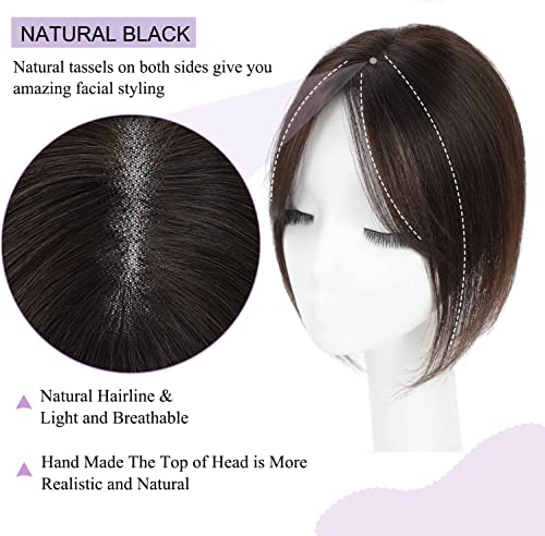 Hair Toppers for Women Hairpieces for Women Topper Adding Extra Hairvolume Swiss Base Clip in Hair Extensions 10inch (Medium Brown) - Image 3