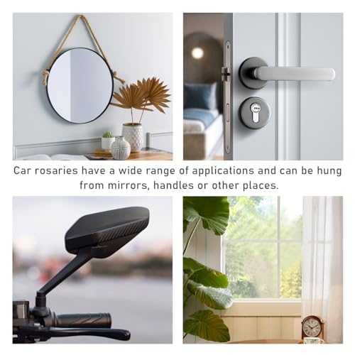 image for Ohleats Car Rosary for Rearview Mirror, Personalized Rear View Cross B