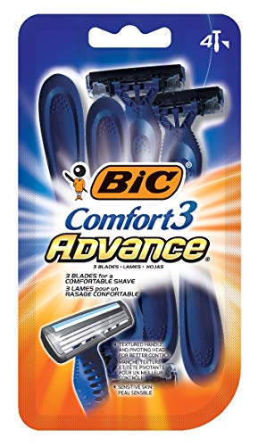 BIC Comfort 3 Advance Men's 3-Blade Disposable Razor, 4 Count - Pack of 2 (8 Razors)