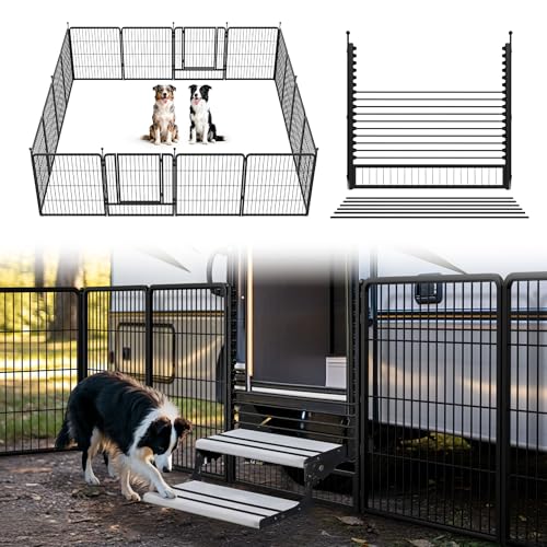 Image of FXW Instant Dog Playpen with RV Step Grid for RV Camping, 32 inch H, 16 Panels
