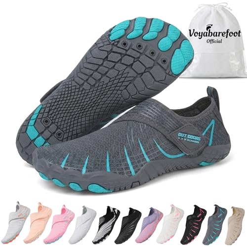 Barefoot Shoes for Women Men Lightweight Flexible Breathable Slip-On Walking Running Hiking & Water Shoes with Wide Toe Box (Dark Gray Adult Women 10 Numeric US Footwear Size System Medium)