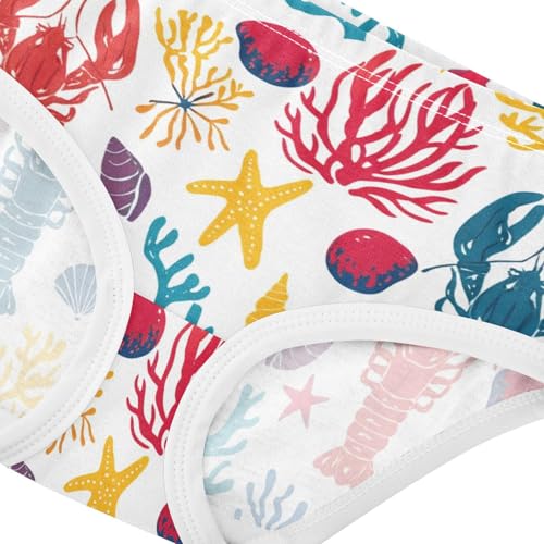 Colorful Lobsters White Girls Underwear Toddler 2t Cotton Panties for Girl Aesthetic Briefs Undies Kids4