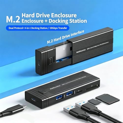 Carcasa de Aluminio para Disco con Adaptador USB C y Lector SD miniatura 6