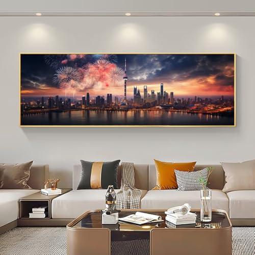 5D Kit Completo Pintura de Diamantes Escena Nocturna Grande 5D Diamond Art Mosaico Art Kit, 5D Diamond Painting Pedrería Diamond Painting Accesorios Kit, para Decor Hogar 75x220 cm/30x87 Inch M-640
