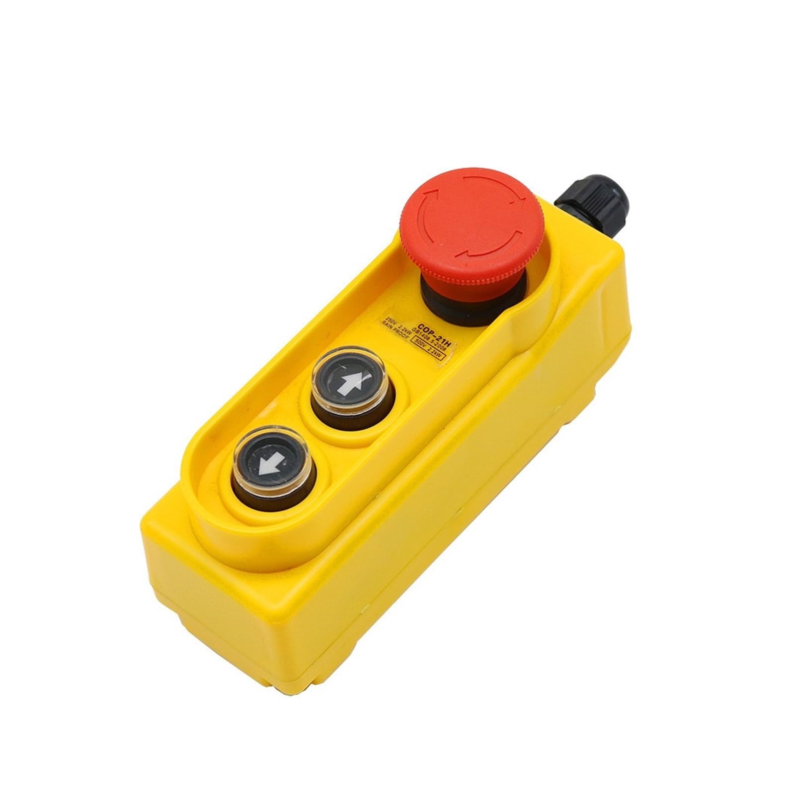 Control remoto de grúa inalámbrica, Caja de botón de elevación a prueba de lluvia, interruptor de botón de parada de emergencia, interruptor de polipasto eléctrico de Control directo de 2,2 kW, 250