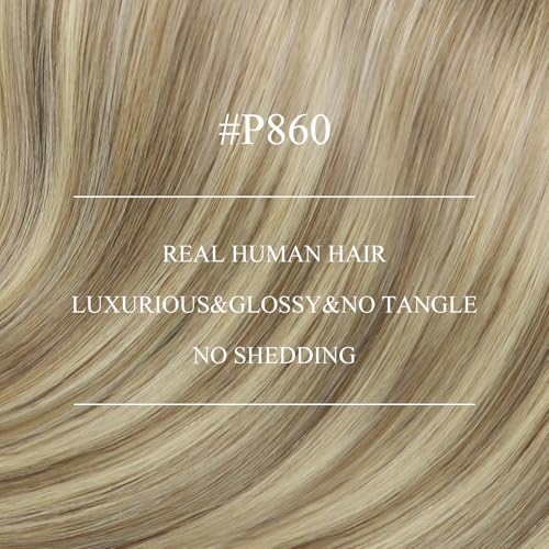 Image of YoungSee Nano Ring Hair Extensions Brown Highlight Nano Bead Hair Extensions Human Hair Light Brown Highlight Platinum Blonde Nanos Hair Extension Lightweight Hair for Wedding 20 inch 50 Strands 50g