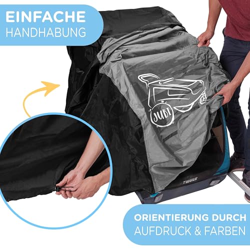 Jubi® Faltgarage Fahrradanhänger zweisitzer/einsitzer und absolut wetterbeständig| Abdeckung Fahrradanhänger universell perfekt anpassbar (Schwarz)
