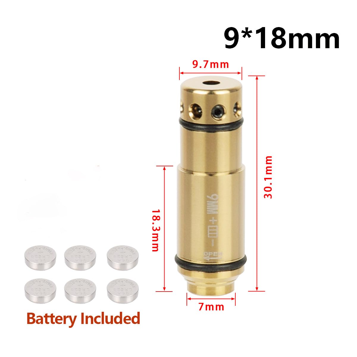 Generico 9mm/45ACP/40s&w/38SPL Cartouche D'entraînement Laser pour Systèmes D'entraînement au Tir à Sec Cartouches D'entraînement en Laiton de Qualité Supérieure H59 avec Pack de 6 Piles