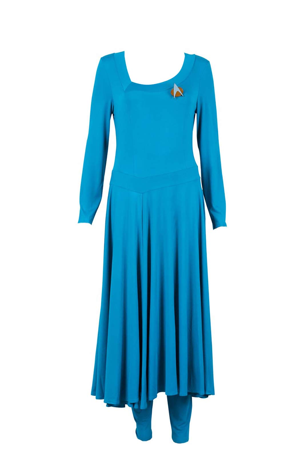 Star Cosplay Commander Deanna TROI Costume Blue Dress