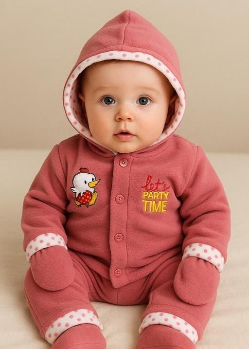 Image of Baby Unisex Printed Cute Hooded Clothing Set| Comfortable, Breathable, Lightweight, Skin Friendly|SL 204