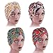 Produktbild 4 Stück Kopftuch mit afrikanischem Muster Afrikanischen Stirnband Haarschmuck für Damen, Afrikanischer Turban für Damen Vorgebunden Blumenknoten Kopftuch
