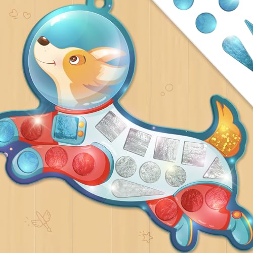 Image of Imagimake Mirror Mosaic Space | DIY Return Gift | Craft Kit | Age 3+ | Mirror mosaic art kit: 5 templates & 450+ shiny, sparkly & rainbow foil stickers; peel & stick Space art