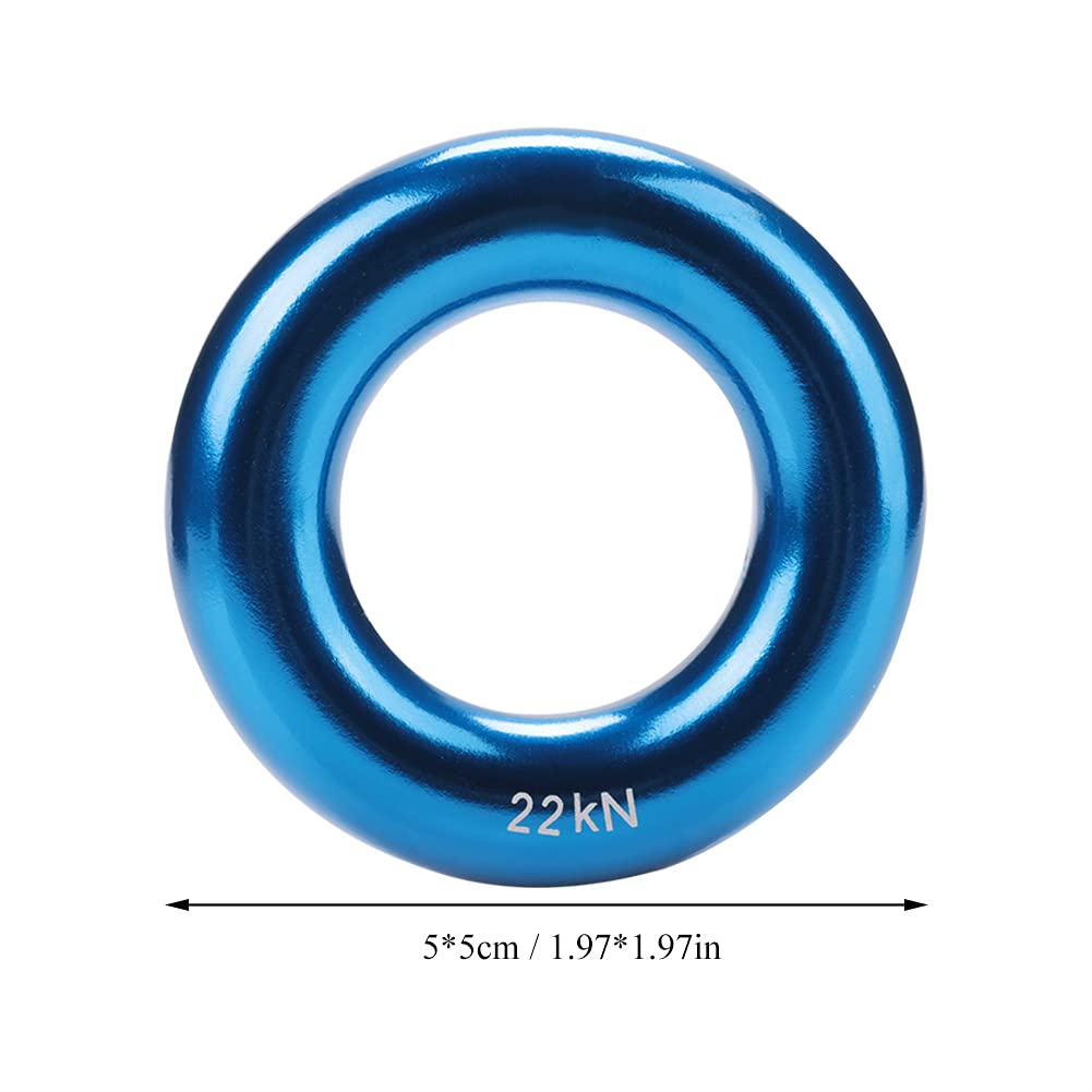 lvifloae Round Aluminum Rappel Ring Climb Tension Aluminum Alloy O Ring for Rock Climbing, Arborist, Rescue, Hammock Slackline Tension (Blue) (Blue)