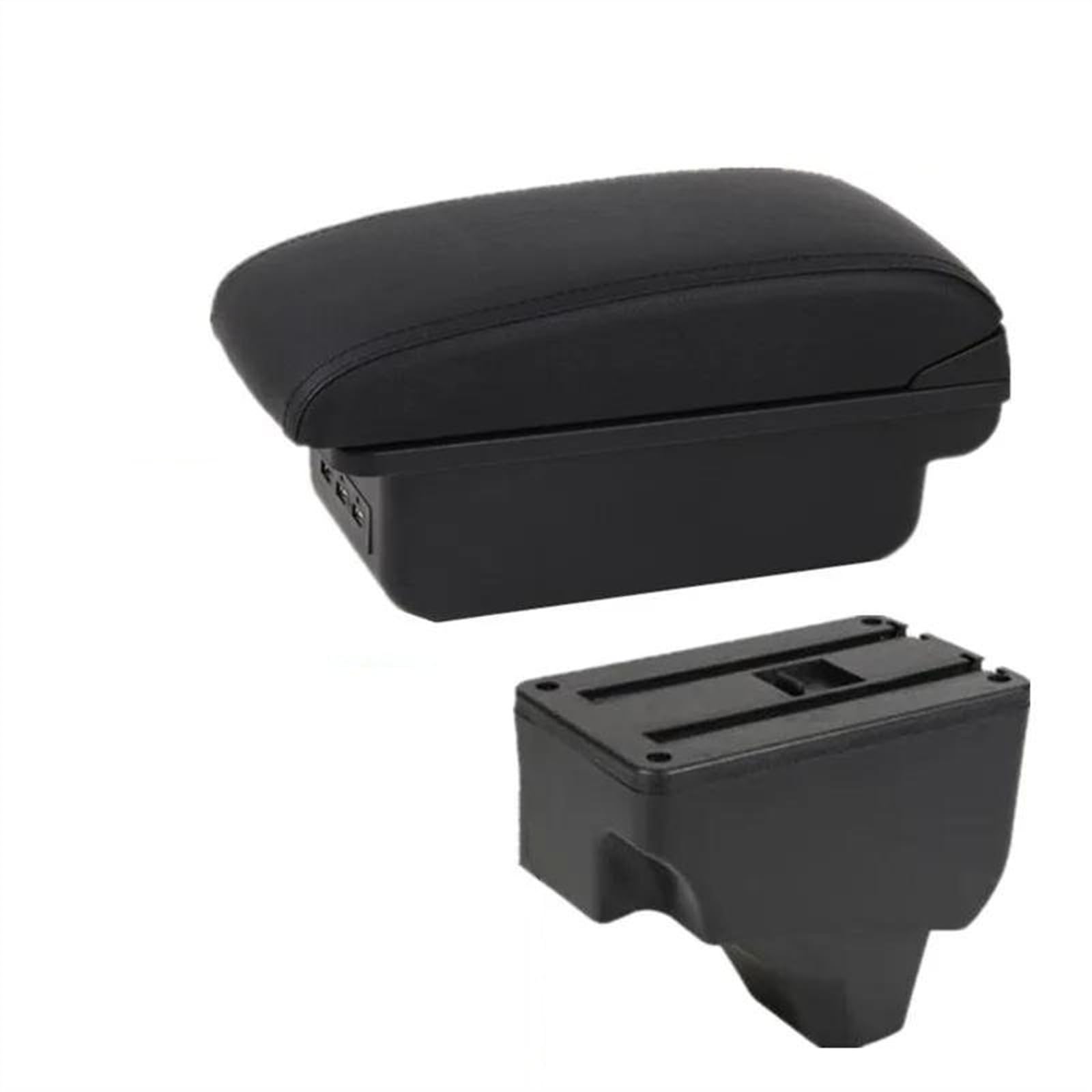 NMJLQW Storage Rack Special Storage Box Modification Parts For Car Armrests For Peugeot 208 2008 2019 2020 2021 2022 2023 2024(B2 Black line 3USB)