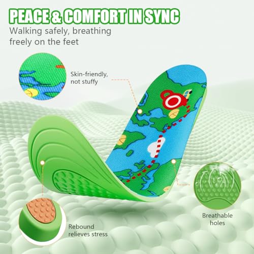 Image of HANNEA Child Shoe Insoles, Trackable Cushion Footbed with Built-in AirTag Slot, Comfortable Arch Support, Supportive Shoe Insoles for Everyday Wear, Sport Wear, XS (NO AirTag)