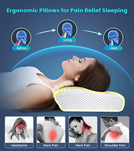 Octifie Adjustable Cervical Pillow For Neck And Shoulder Pain Relief, 5X Support Memory Foam Pillows For Sleeping, Orthopedic Contour Traction Pillow Odorless, Bed Pillow For Side Back Stomach Sleeper #TOP2