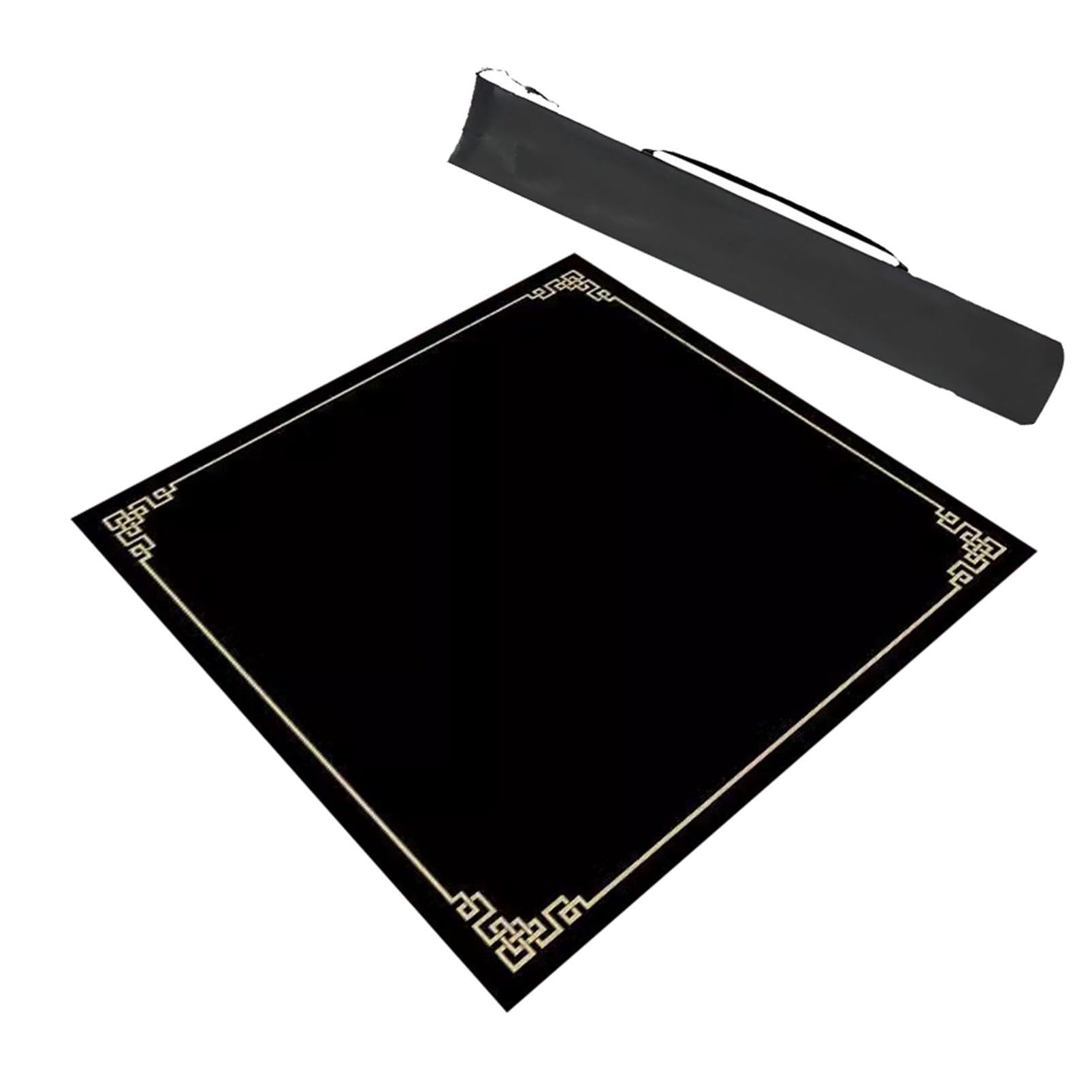 Modern Square Mahjong Table Mat With Storage Bag, Anti Slip And Noise Reduction Game Table Cover For Mahjong Poker Cards (Color : Black, Size : 23.6x23.6inch/60x60cm)