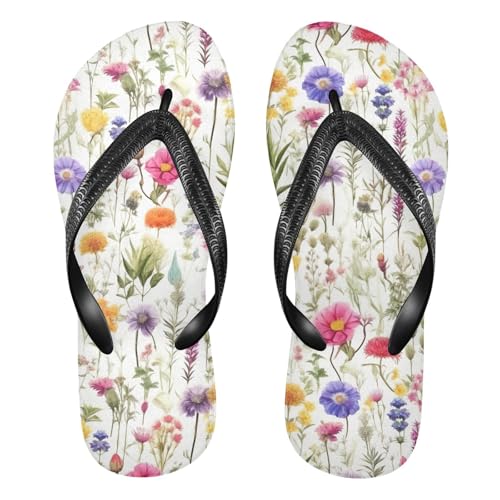 RunningBear Watercolor Wildflower Floral Womens Flip Flops Sandals Mens Beach Sandals