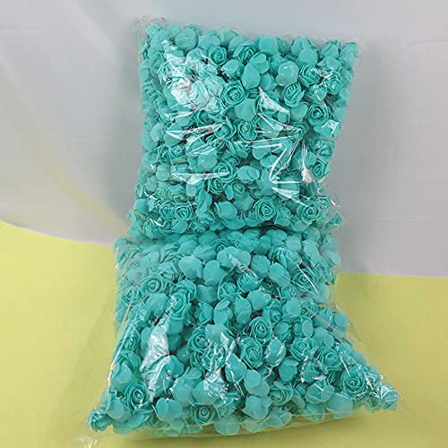 KIDEXO 100/1000pcs 3.0 mini rose Artificial 3.5cm Foam roses PE flower Head DIY Bunny easter birthday valentine home deco-T blue,1000pcs