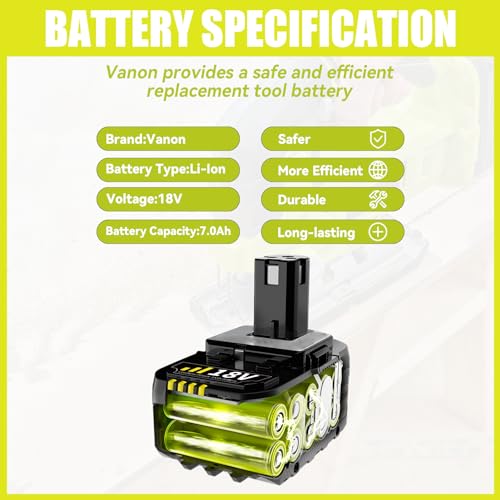 VANON Replacement for Ryobi 18V Battery 7.0Ah Lithium ion 18 Volt Batteries Replacement for Ryobi 18V Cordless Tools P108 P107 P105 P104 P103 2Pack - Thumbnail 7