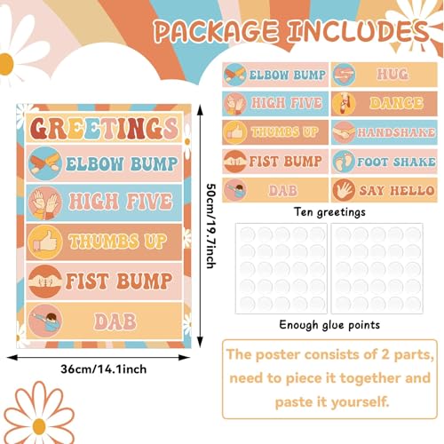 Groovy Classroom Greetings Poster Decor, Classroom Rules Greeting Choice Posters for Educational, Pr